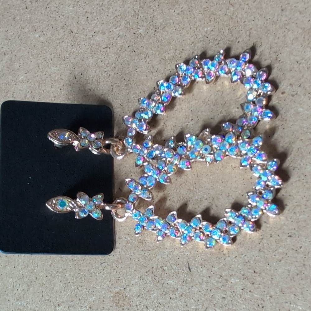 Elegant Gold Tone AB Drop Earrings - Picture 3 of 4